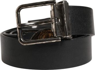 Dolce & Gabbana Men Black Classic Leather Metal Buckle Belt Calf