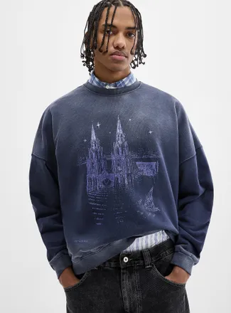 Djab Mens Gothic church washed sweatshirt Imported from Seoul