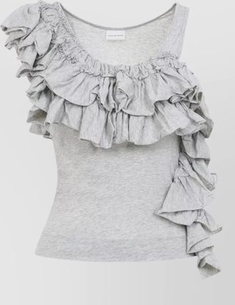 Dries Van Noten humza tank top asymmetric ruffle scoop neck