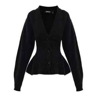 Rotate ROTATE Birger Christensen, Cardigans, female, Black, Size: XS Cardigan W/ Peplum