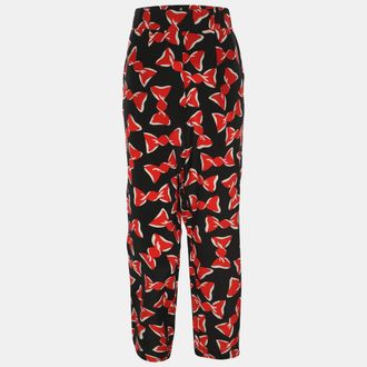 Moschino Boutique Moschino Black/red Bow Printed Silk Trouser