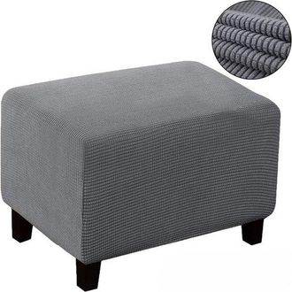 OEM Funda Cuadrada Reposapi&eacute;s, Lavable, Universal Supersuave Puf Base El&aacute;stica, Antideslizante, S: Largo 60-75 Cm, Ancho 40-55 Cm, 35-45 Cm, Gris