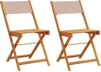 vidaXL Vidaxl - Bistro Chairs 2 pcs Taupe Solid Wood Acacia and Fabric