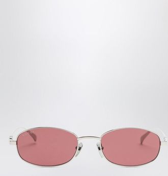Gucci Silver/red oval sunglasses