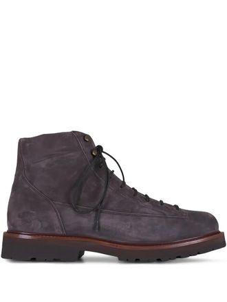 Brunello Cucinelli suede lace-up boots - men - Suede/Wool/Leather/Rubber - 43 - Grey