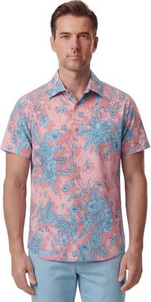 Lords of Harlech Mono Floral Mens Printed Button Up Shirt in Mono Floral Coral at Nordstrom, Size X-Large