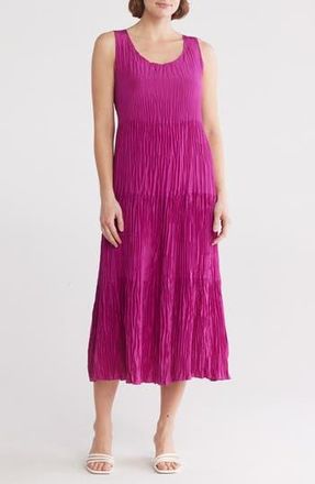 Eileen Fisher Sleeveless Tiered Silk Maxi Dress in Cerise at Nordstrom Rack, Size Xx-Small