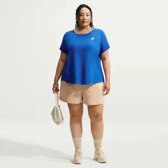Nike Womens Nike Sportswear Club Fleece Mid-Rise Shorts (Plus Size) in Brown | DV5086-248