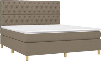 vidaXL Vidaxl - Cama Box Spring Colch&oacute;n Y Luces Led Tela Gris Taupe 160x200 Cm