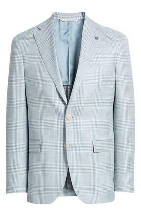 Jack Victor Midland Contemporary Fit Light Blue Check Wool & Silk Blend Sport Coat at Nordstrom, Size 36Regular