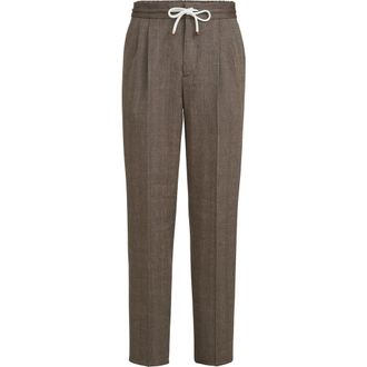 Brunello Cucinelli Trousers with drawstring and double pleats in Hazelnut at Nordstrom, Size 46 It
