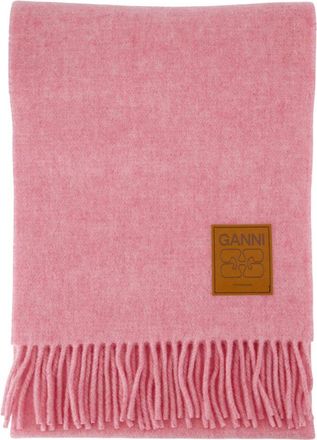 Ganni Womens Double Face Wool Scarf Pink