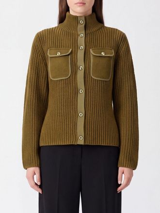 Pinko Slim Fit Ribbed High-Neck Cardigan in Wool and Alpaca