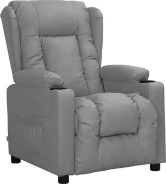 vidaXL Sill&oacute;n Reclinable De Cuero Sint&eacute;tico Gris Vidaxl