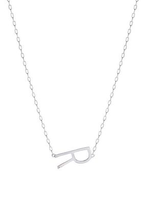 Alex and Ani Silver Elongated Initial Pendant Necklace in Silver - R at Nordstrom