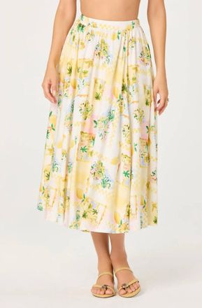 Astr Kaleigh Midi Skirt In Lemon Paradise
