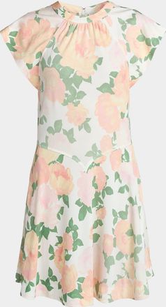 Stella McCartney Flower-Print Cap-Sleeve Mini Dress