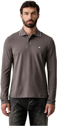 Emporio Armani Katoenen poloshirt met lange mouwen - Heren - Tops - Grijs - Maat: M Katoen