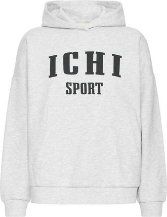 Ichi High-rise sweatshirt met coole print - Dames - Hoodies - Grijs - Xs/S - Katoen - Hoodies & sweatvesten