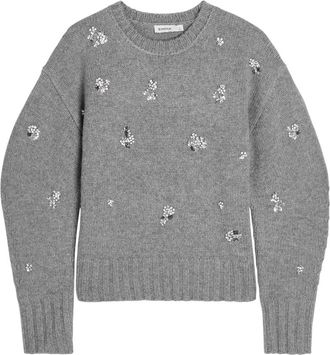 SIMKHAI Caroline Embellished Wool and Cashmere-blend Jumper - Grey - S (UK8-10 / S)