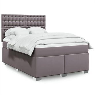 vidaXL Vidaxl - Cama Box Spring Con Colch&oacute;n Cuero Sint&eacute;tico Gris 160x200 Cm