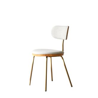 Tikamoon Silla de roble claro macizo, tela gris y metal