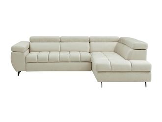 VENTE-UNIQUE.COM Sof&aacute; rinconera terciopelo 5 plazas beige 274x204cm