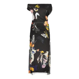 Desigual Vest Delaware Lange Jurk - Dames - Maxi kleedjes - Zwart - XS - Polyester - Kleedjes