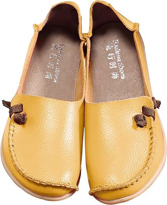 Generic Womens Loafers & Moccasins Ladies Leather Loafers Shoes Ligthweight Comfortable Casual Shoes Slip On Boat Shoes Wide Fit Elegant Solid Colour Flat Sho