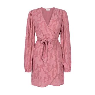 Aaiko Eloise Chiffon Bloemenjurk - Dames - Wikkelkleedje - Roze - XL - Chiffon - Kleedjes