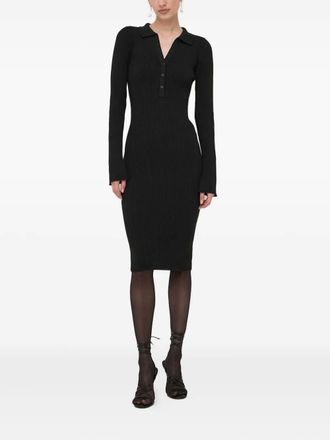 La Mania ribbed-knit midi dress - women - Recycled Polyester/Recycled Cotton - 34 - Black