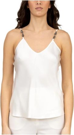 Max Mara Witte satijnen top zonder mouwen met V-hals - Dames - Tops zonder mouwen - Wit - XS - Satijn - Tops