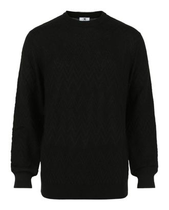 M Missoni Signature Crochet Knit Sweater With Zigzag Pattern