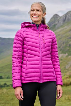 Mountain Warehouse Skyline Womens Hydrophobic Down Jacket Water Resistant Hooded Winter Coat Purple Polyamide - Size 12 UK