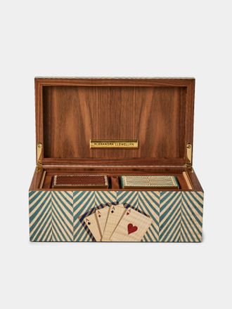 Alexandra Llewellyn Turquoise Marquetry Wood Playing Cards Set