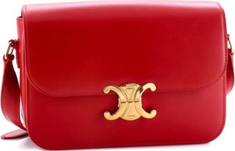 Celine Triomphe Shoulder Bag Smooth Calfskin Medium crossbody bag - Rosso