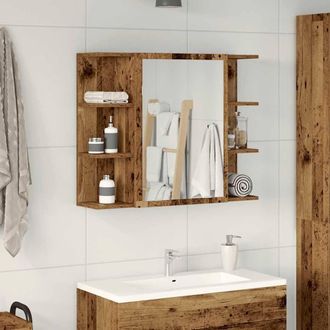 Berkfield Home Modern Bathroom Mirror Cabinet Old Wood 80x20.5x64 cm Engineered Wood in Brown