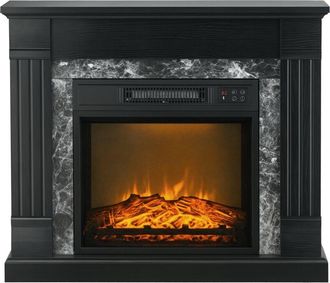 HOMCOM Chimenea El&eacute;ctrica 1800w Con Efecto De Llama Mando A Distancia Temporizador Termostato Protecci&oacute;n Contra Sobrecalentamiento Para Sala 30 M&sup2; Negro