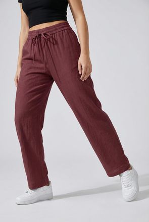 Only Schlupfhose ONLY ONLTIZANA COTTON LOOSE PANTS WVN NOOS, Damen, Gr. XXL, N-Gr, oxblood rot, Web, Obermaterial: 100% Baumwolle, unifarben, regular fit k