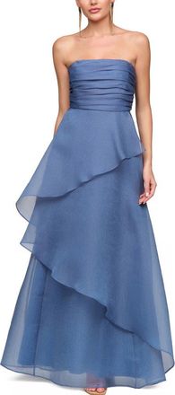 JS Collections Amica Strapless Organza Gown in Azure Blue at Nordstrom, Size 12