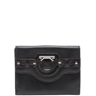 Ferragamo Black Leather Wallet (Bi-Fold) (Pre-Owned)