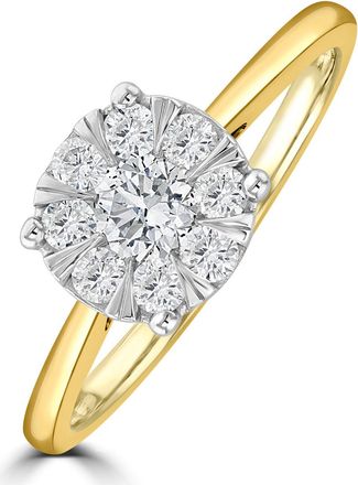 The Diamond Store 0.50ct Lab Diamond Cluster Solitaire Ring H/Si in 9K Gold