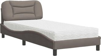 vidaXL Cama Con Colch&oacute;n Tela Gris Taupe 90x200 Cm Vidaxl
