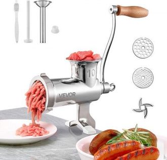 OEM Manuelle Fleischm&uuml;hle, Alle Teile Edelstahl, Handbetriebene Fleischmahlmaschine Mit Tischklemme, 2 Schleifplatten & Wurstf&uuml;ller, Ideal F&uuml;r Zuhause K&uuml;c