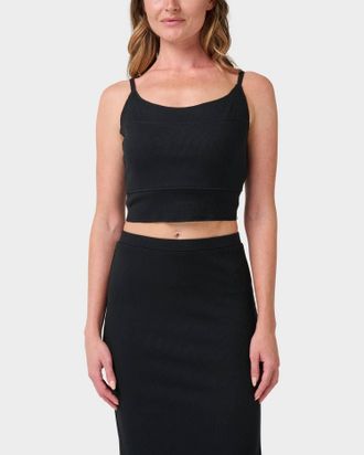 Quiksilver Rhea Solid Cropped Rib Tank Top In Black