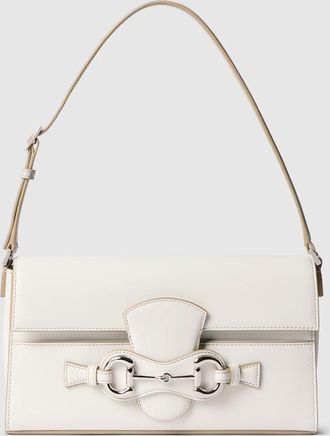 Gucci Horsebit Ristretto Medium Shoulder Bag, White, Leather