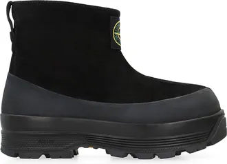 Stone Island Mens Ankle Boots Suede Black Calf Leather