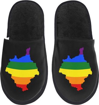 Generic Non-Slip Mens Slipper LGBT Flag Map Of Kos Fluffy Slipper Fluffy Womens Slippers for Family Indoor Bedroom L