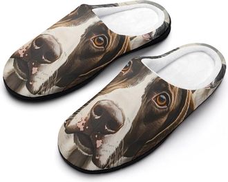 Generic German Shorthaired Pointer Dog Hunting Mens House Slippers Memory Foam Washable Cotton Slip on Home Shoes