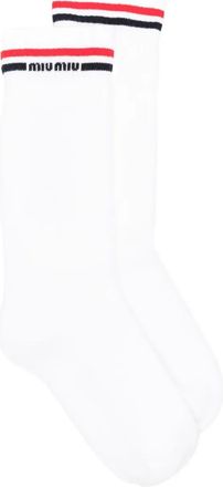 Miu Miu Calzini con righe - Bianco